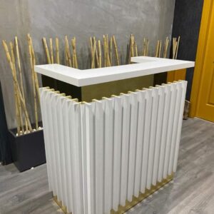 Beyaz Karşılama Bankosu Led Işıklı